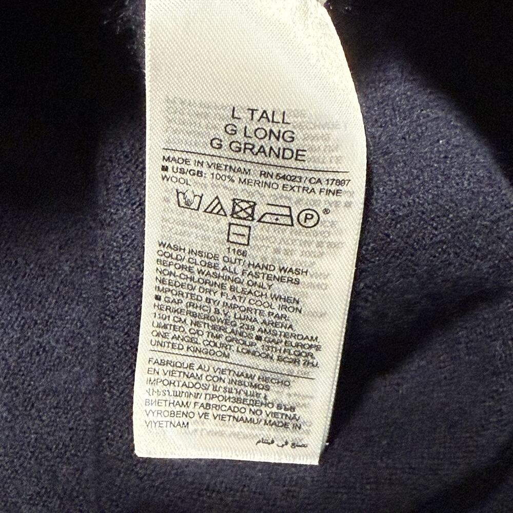 Banana Republic Sweater Mens L Tall Blue 100% Merino Wool 1/4 Zip Preppy - Picture 5 of 9